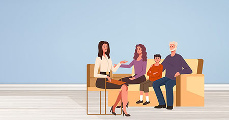 Rol fundamental de los padres en la terapia infantil Imagen de una familia trabajando junto a un psicólogo para mejorar el bienestar del niño